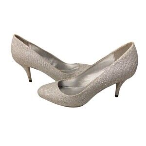 Call It Spring Women's Size 8 Silver Glitter Sparkle Metallic Dressy Pump Heels